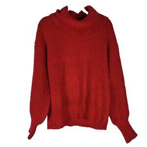 Nine West Knit Long Sleeve Red Pullover Sweater Turtleneck Size XL